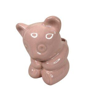 VTG Royal Haeger ceramic Pink Bear Planter Original Sticker MCM 75th Anniversary